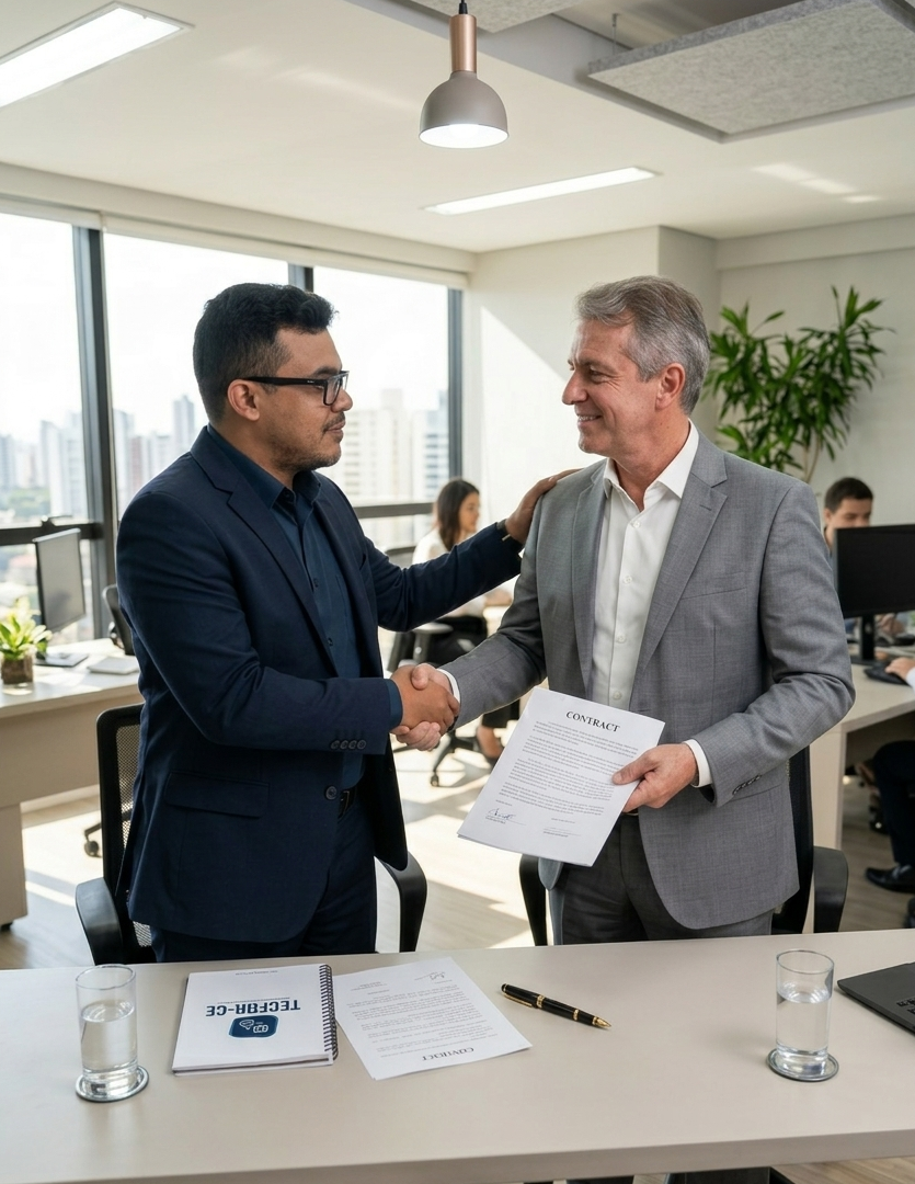 Dois homes de negocios fechando um acordo.